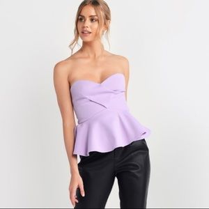 NWT Purple Strapless Peplum Top